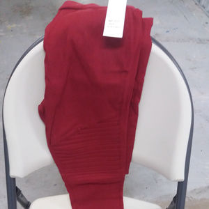 JVINI Women's Pleated Stretch Jeggings (Burgundy)